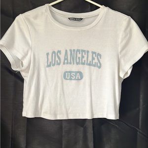 White Los Angeles crop top